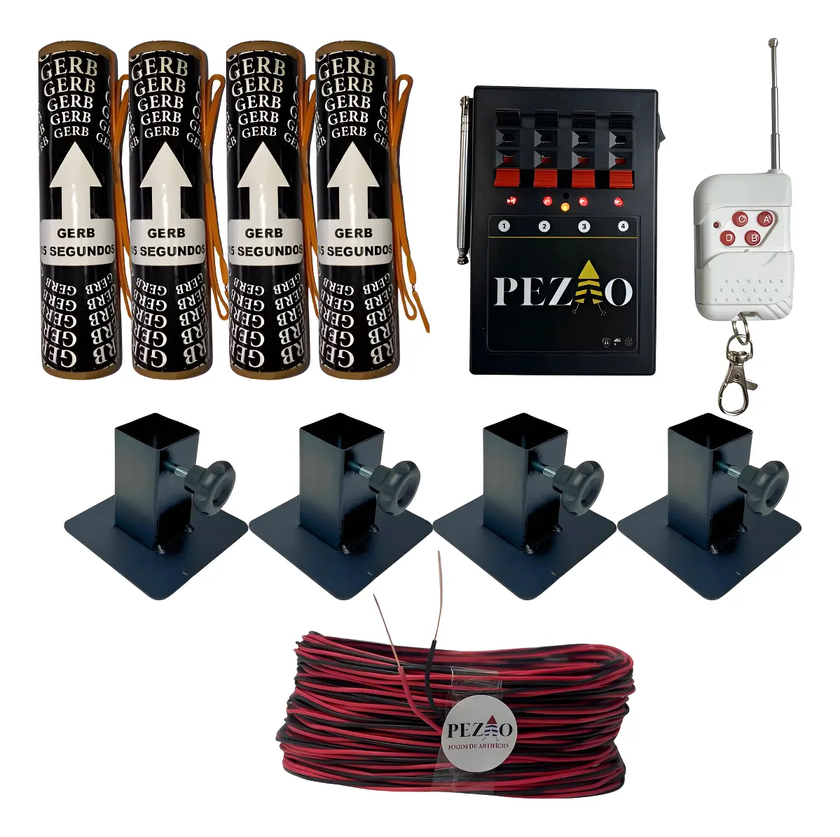 Kit Dj Acionador De Fogos 4 Canais + Gerb + Suporte + Fio — imagem 1