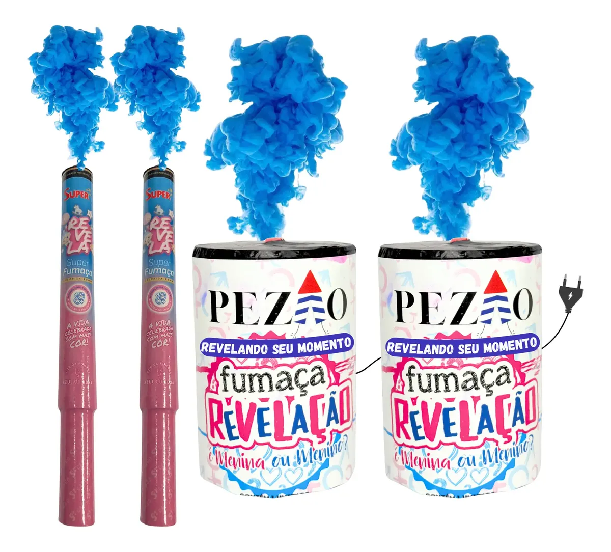 Kit Chá Revelação Fumaças 2x Lata C/ Tomada 75mm + 2x Bastão — imagem 1