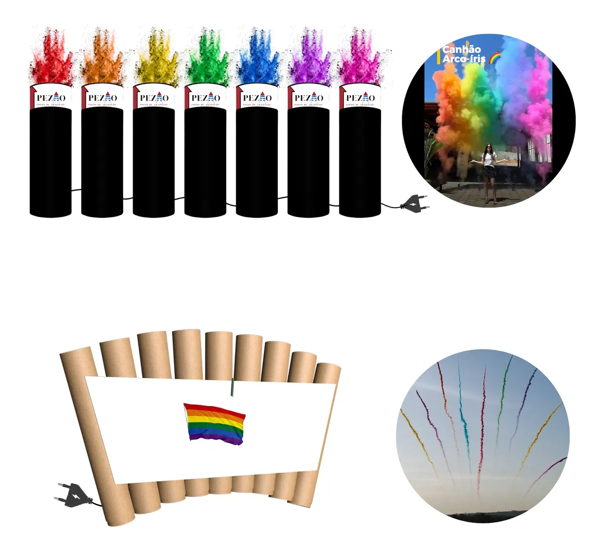 Kit Arco Iris 7x Canhão De Pó Colorido + Placa Leque Lgbt — imagem 1
