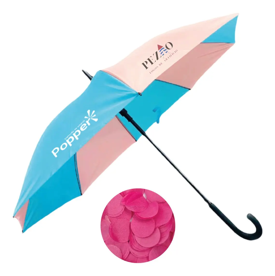 Guarda Chuva Chá Revelação Papel Picado Confete Azul Rosa — imagem 1