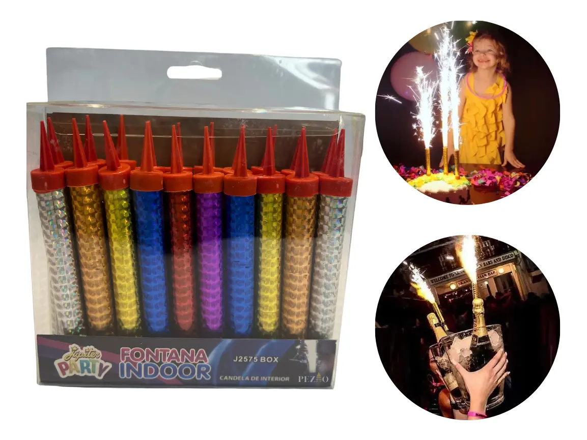 Kit 20 Velas Cascata Indoor Garrafa Champagne Vulcão Jupiter — imagem 1