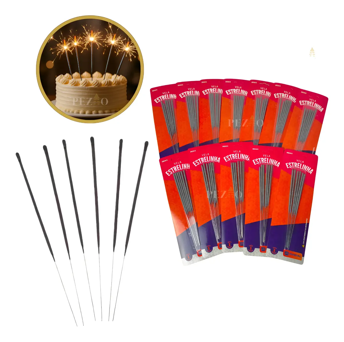 Kit 144 Velas Estrelinhas Faisca Aniversario Festa Bolo — imagem 1