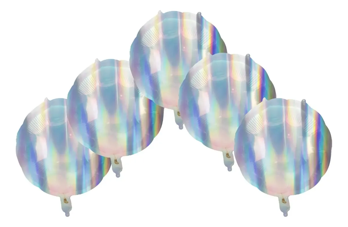 10 Balão Holográfico Coração Globo Nacarado 2d 18'' 45cm — imagem 1