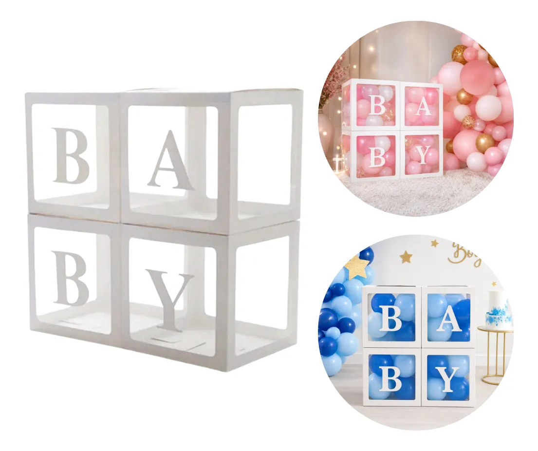 Caixa Baby Balões Festa Chá Revelação Decoração Bebê 25x25cm — imagem 1