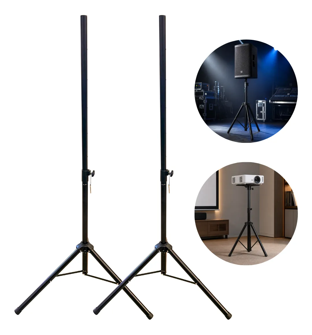 2x Suporte Tripé Para Caixa Som Retrátil Aço Reforçado 180cm — imagem 1
